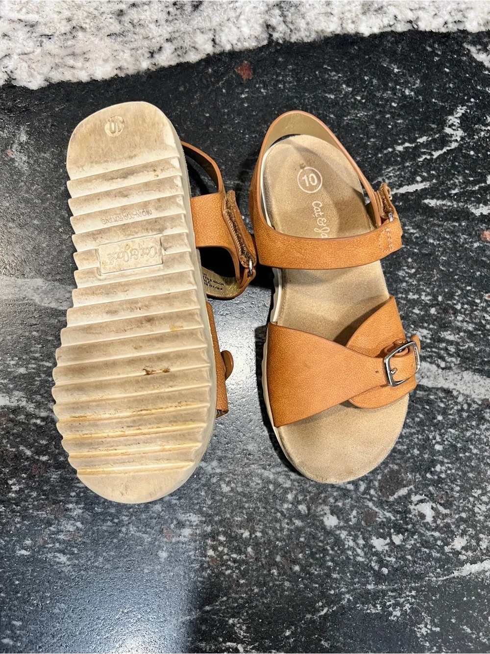 Cat & Jack Toddler Girls Cognac Buckle Sandals Size 10